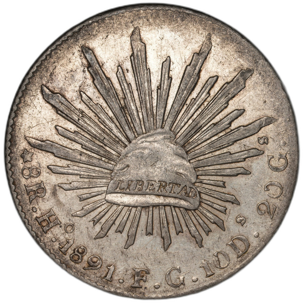 Mexico - 8 Reales - 1891 Ho FG - KM#377.9 - Silver .903 - 0.786 ASW