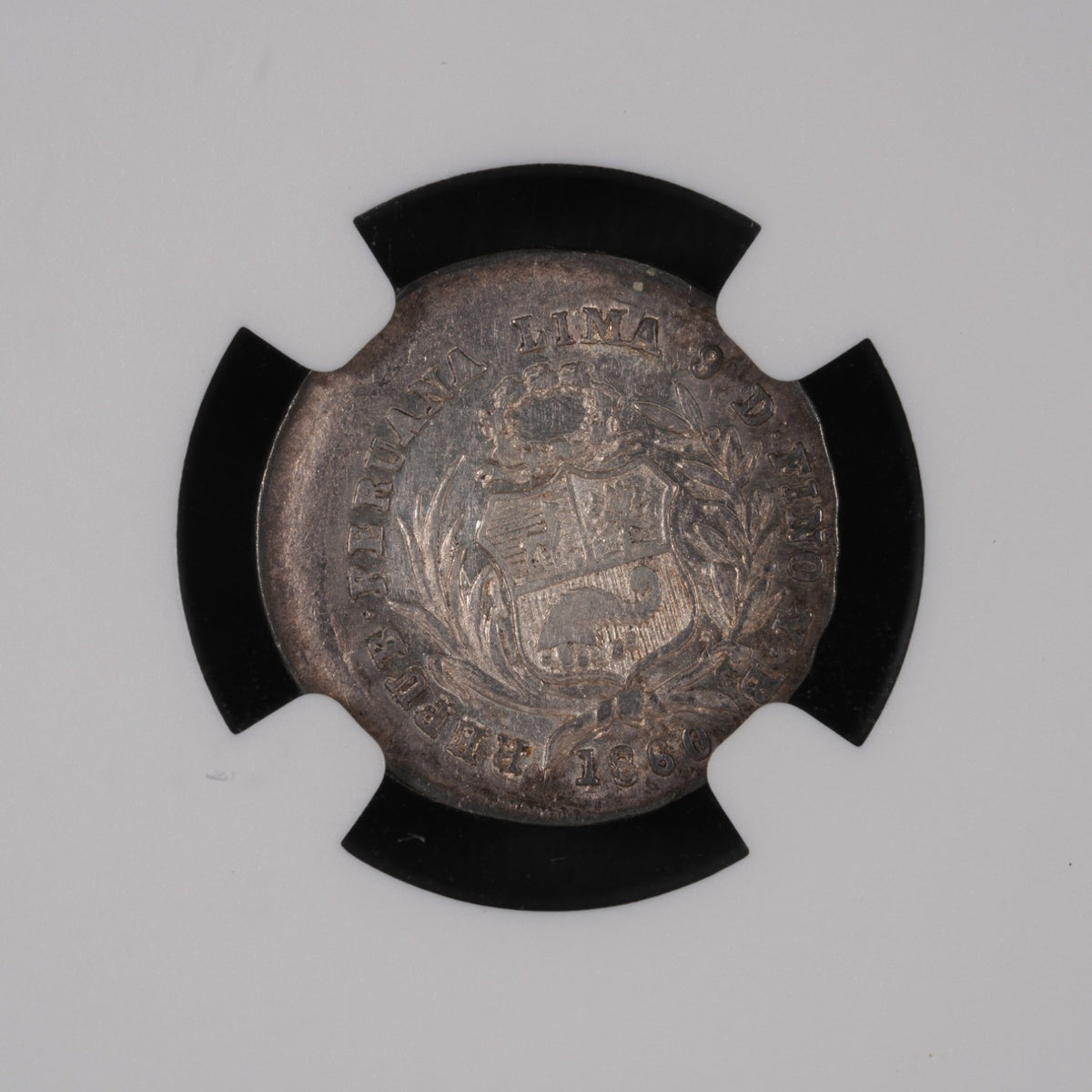 Peru - 1/2 Real - 1860 (YB) Mint Error Broadstruck NGC AU53