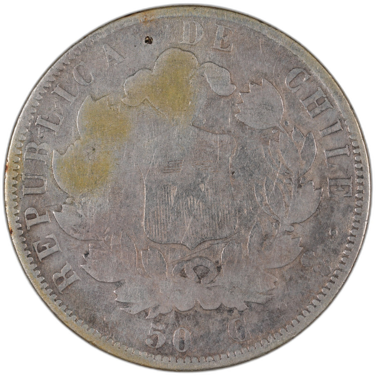 Chile - 50 Centavos - 1855 - Silver .900