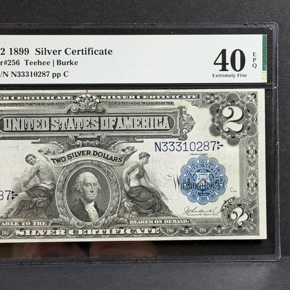 1899 $2 Silver Certificate FR#256 Teehee | Burke PMG XF 40 EPQ