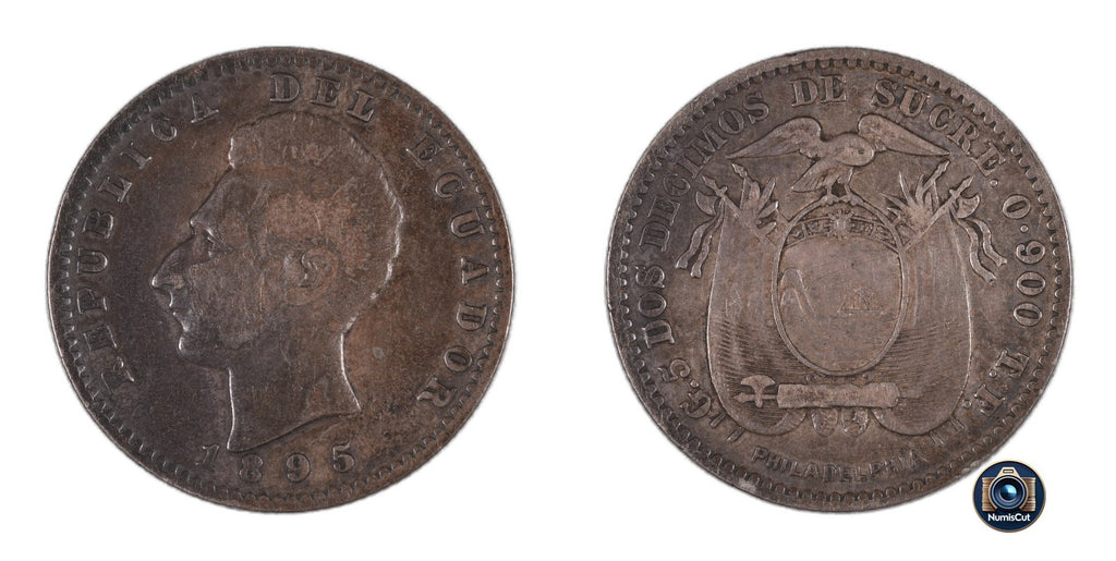 Ecuador - 2 Decimos - 1895 TF Philadelphia - Silver