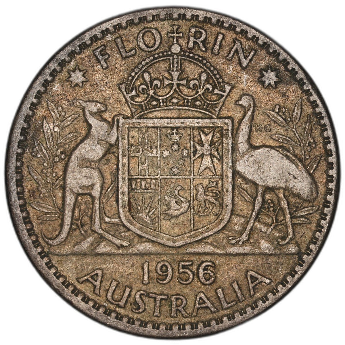 Australia - 1 Florin - 1956 - KM#60 - Silver .500 - 0.182 ASW