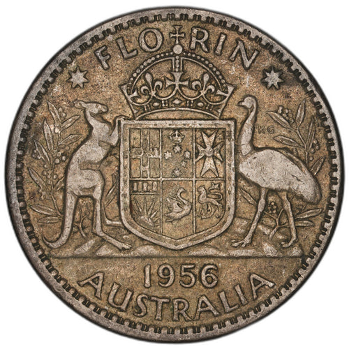 Australia - 1 Florin - 1956 - KM#60 - Silver .500 - 0.182 ASW