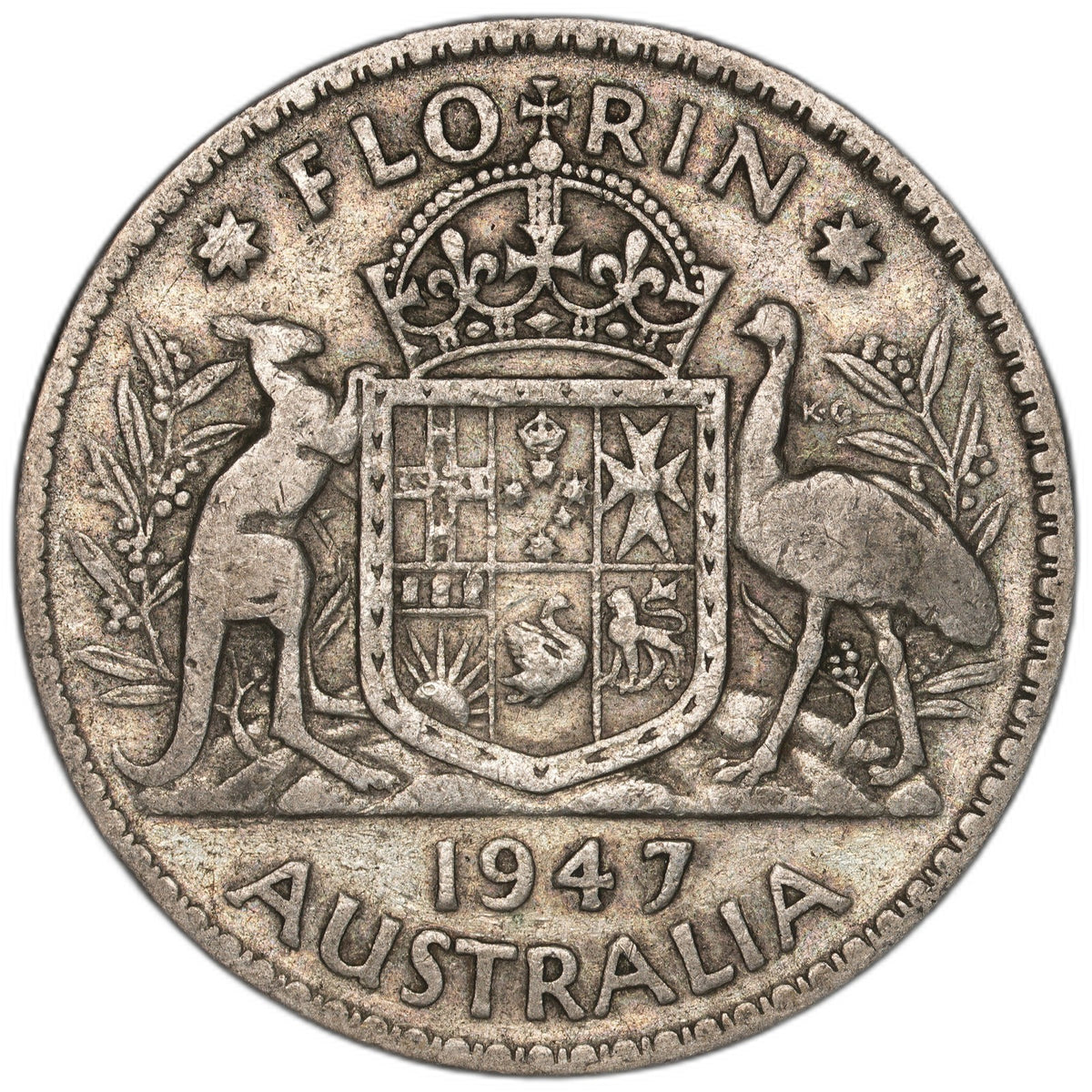 Australia - 1 Florin - 1947 - KM#40a - Silver .500 - 0.182 ASW