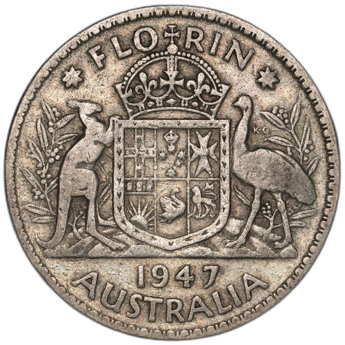 Australia - 1 Florin - 1947 - KM#40a - Silver .500 - 0.182 ASW