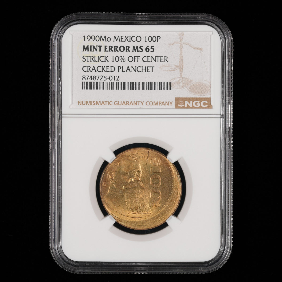 Mexico - 100 Pesos - 1990 - NGC MS 65 - 10% OFF CENTER ERROR