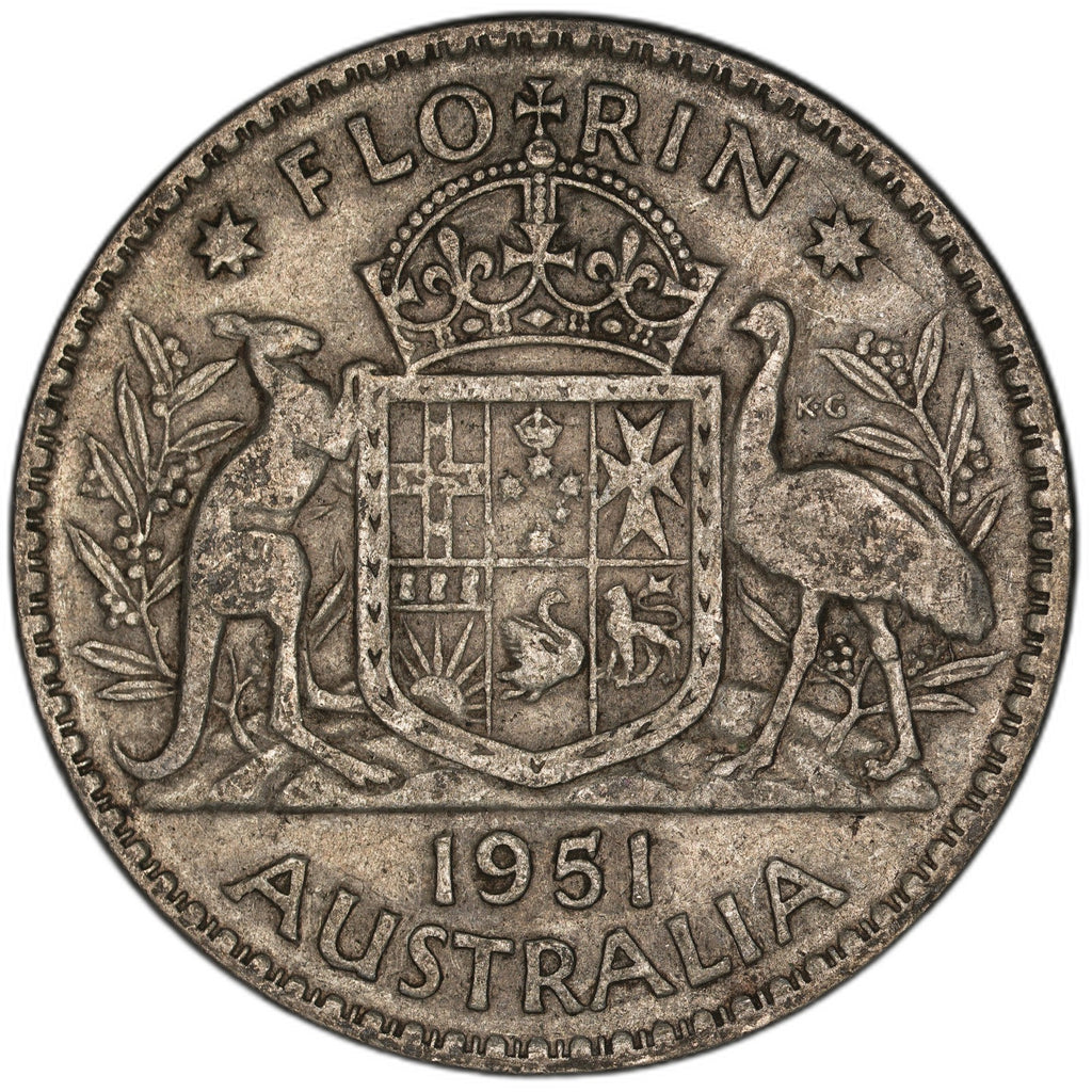 Australia - 1 Florin - 1951 - KM#48 - Silver .500 - 0.182 ASW