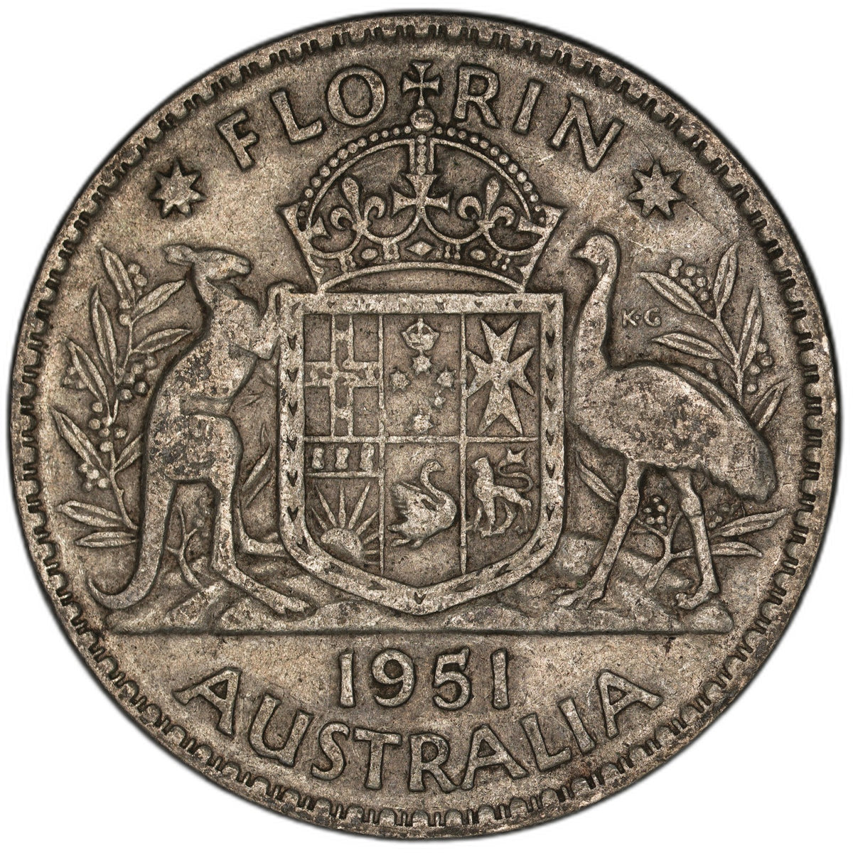 Australia - 1 Florin - 1951 - KM#48 - Silver .500 - 0.182 ASW