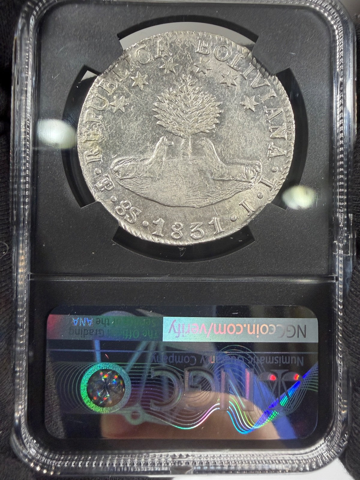 Bolivia - 8 Soles - 1831 PTS JL NGC AU 55