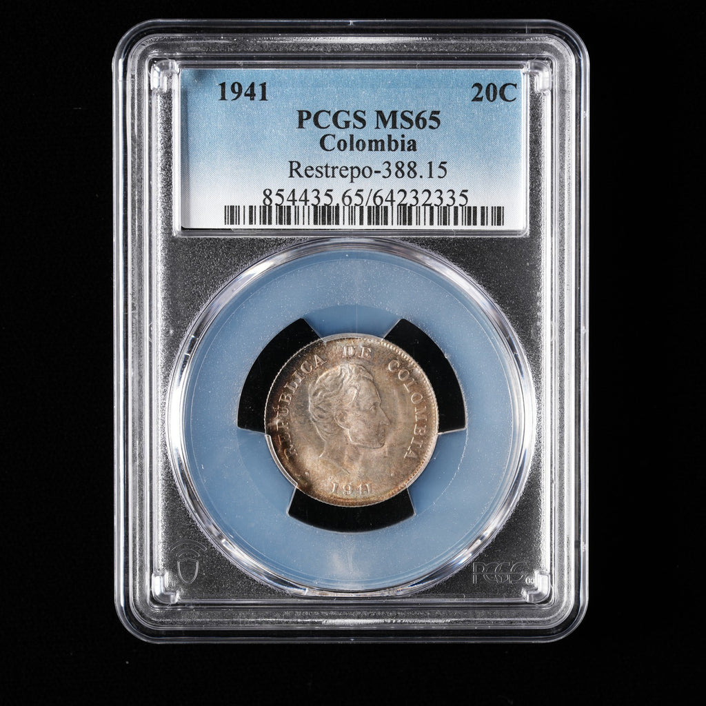 Colombia - 20 Centavos - 1941 - PCGS MS 65 - Top Pop 3/0