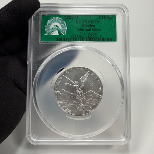 2021 Mo 2 oz Mexican Silver Libertad PCGS MS 70 First Strike .999 Silver