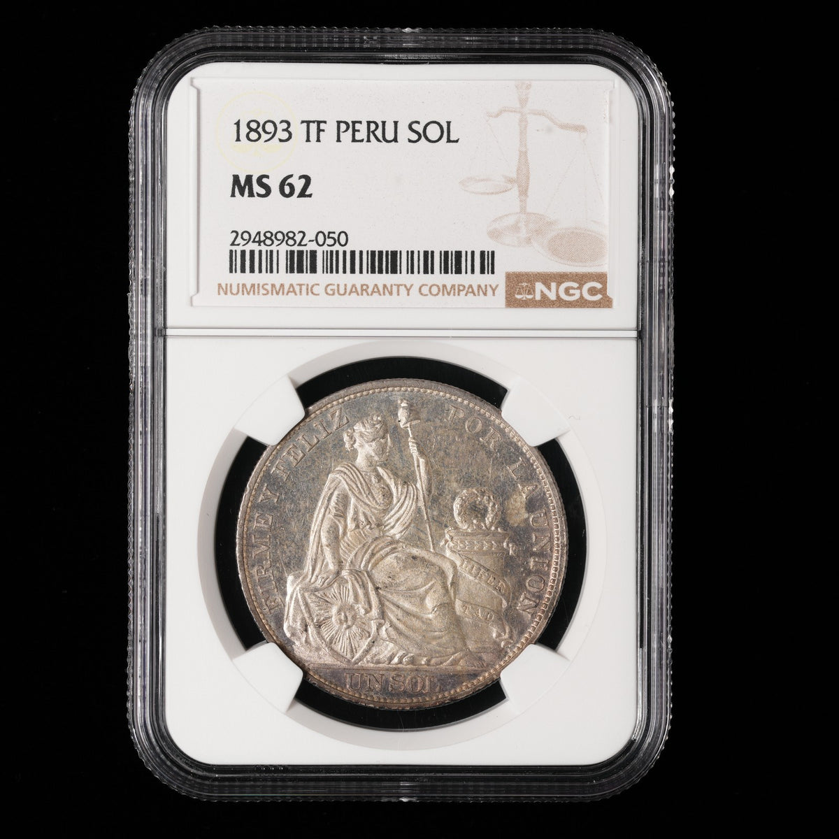 Peru - 1 Sol - 1893 TF - NGC MS 62