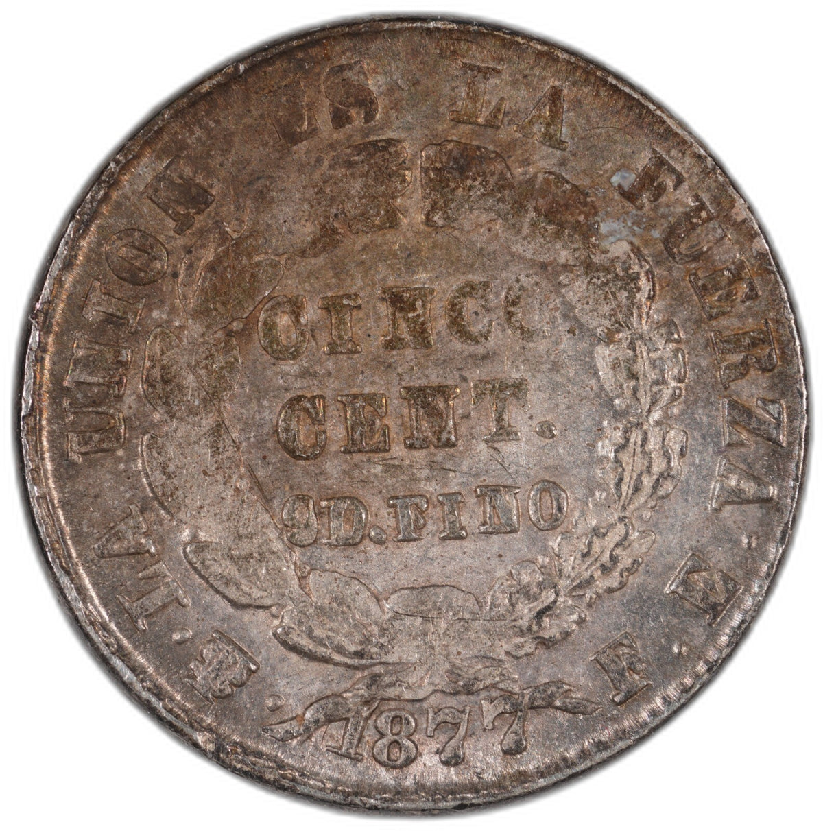 Bolivia - 5 Centavos - 1877 - Silver .900